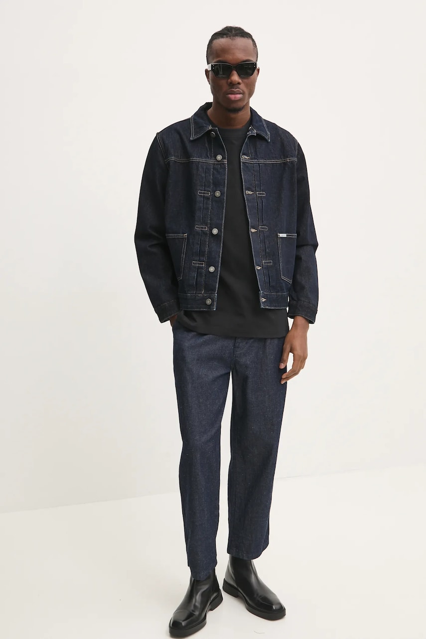 Levně Džínová bunda Guess Jeans pánská, tmavomodrá barva, přechodná, M4BN46 D5HS1