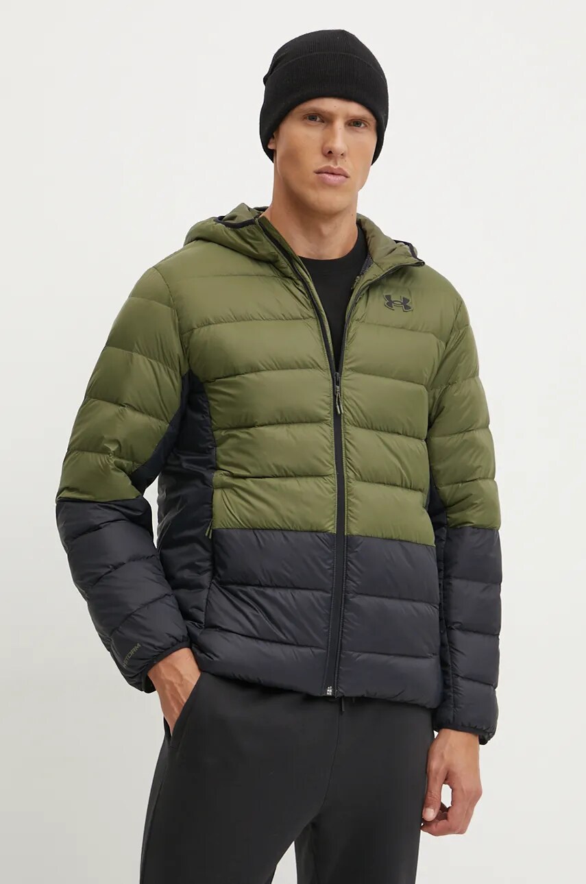 Under Armour geaca de puf LEGEND DOWN barbati, culoarea verde, de iarna, 1385837