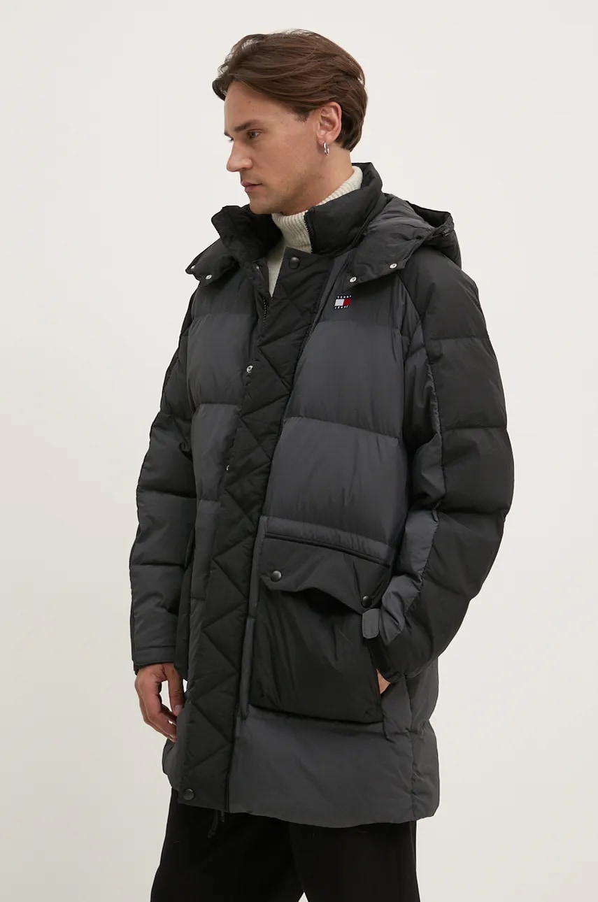 Tommy Jeans geaca de puf barbati, culoarea negru, de iarna, DM0DM19999