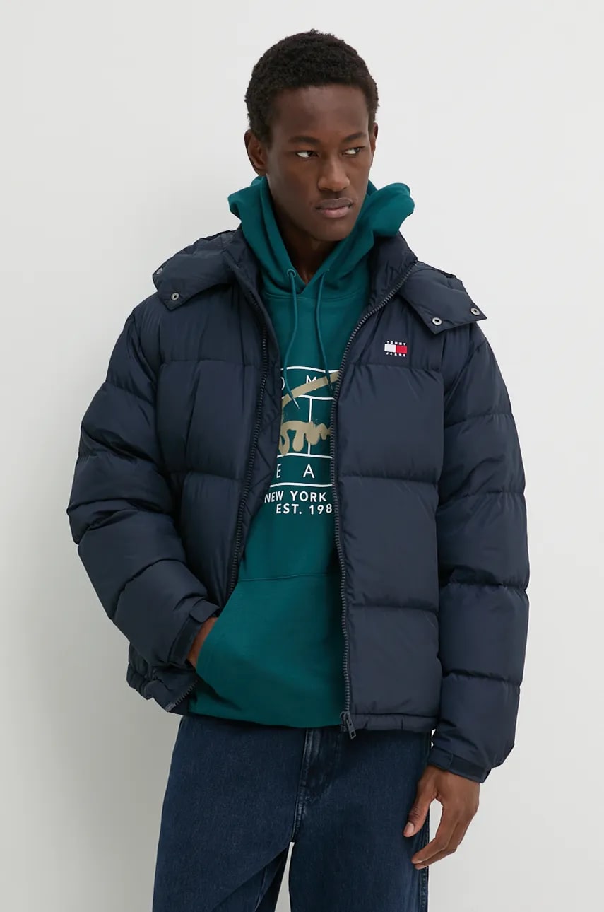Tommy Jeans geaca de puf barbati, culoarea albastru marin, de iarna, DM0DM19537