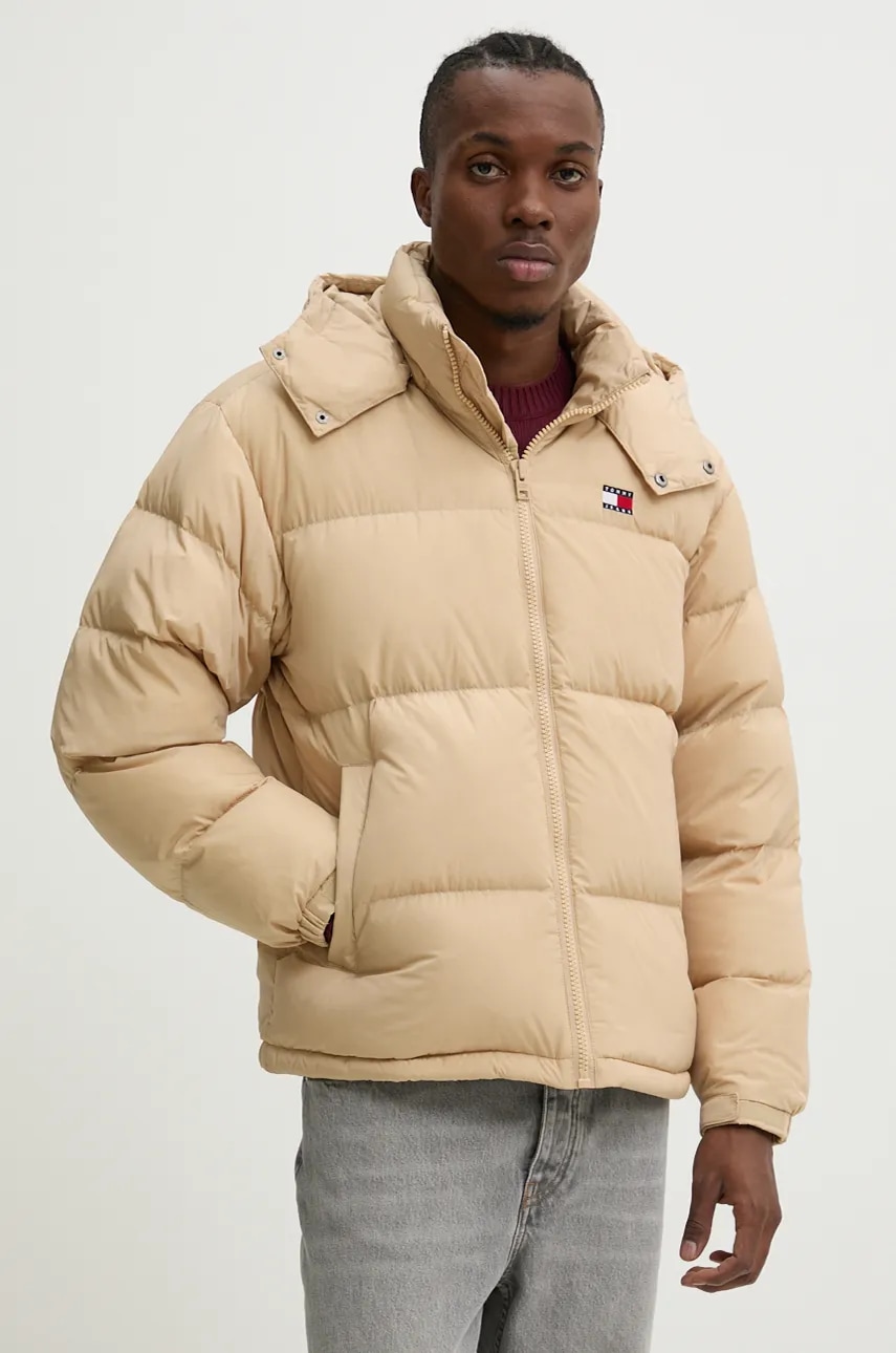 Tommy Jeans geaca de puf barbati, culoarea bej, de iarna, DM0DM19537