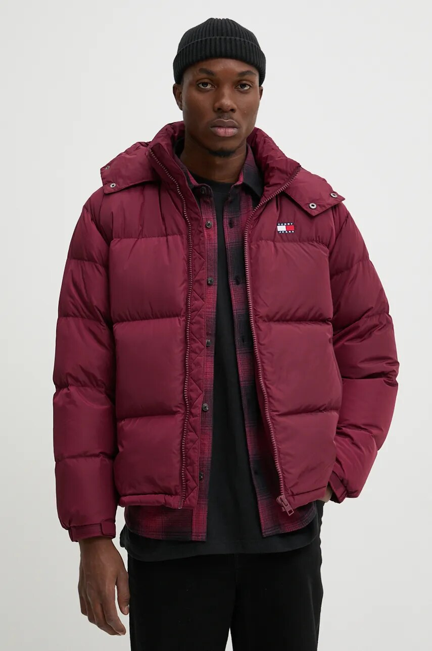 Tommy Jeans geaca de puf barbati, culoarea bordo, de iarna, DM0DM19537