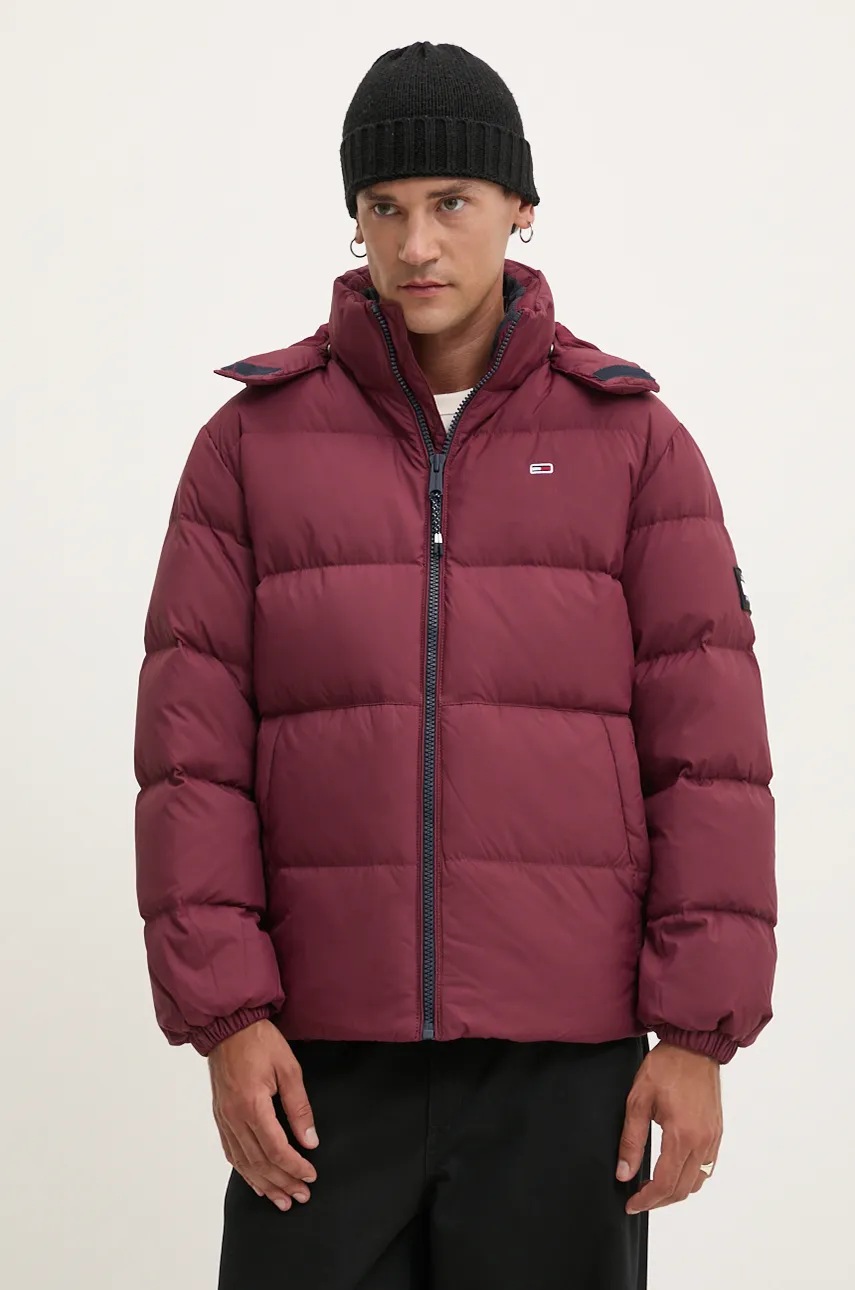 Tommy Jeans geaca de puf barbati, culoarea bordo, de iarna, oversize, DM0DM19786