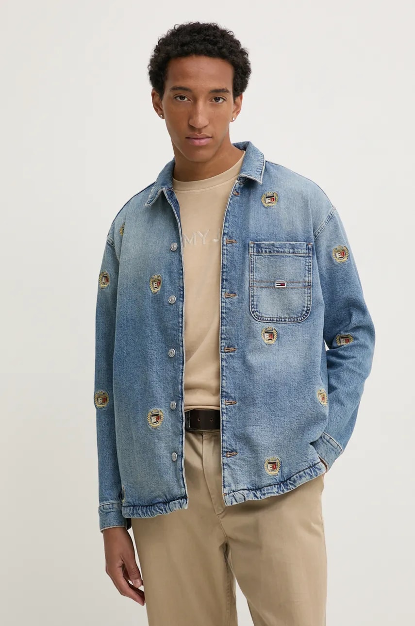 Tommy Jeans geacă din denim bărbați, de tranziție, oversized, DM0DM20437 Tommy Jeans geacă din denim bărbați, de tranziție, oversized, DM0DM20437