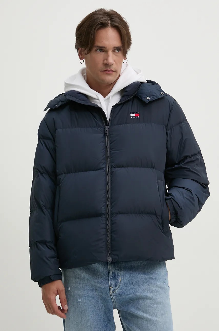 Tommy Jeans geaca de puf barbati, culoarea albastru marin, de iarna, oversize, DM0DM20479 Tommy Jeans geaca de puf barbati, culoarea albastru marin, de iarna, oversize, DM0DM20479