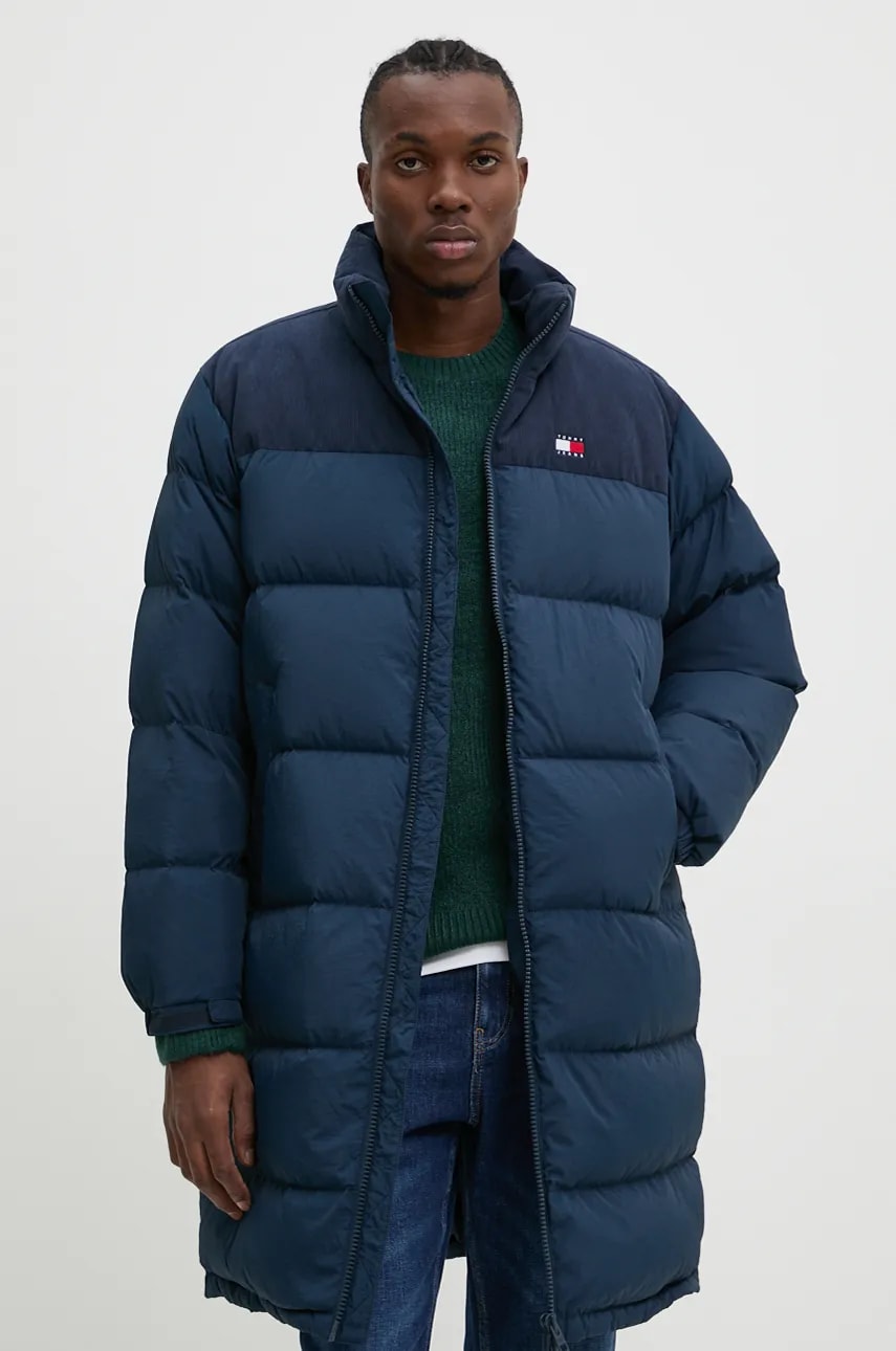Tommy Jeans geaca de puf barbati, culoarea albastru marin, de iarna, DM0DM20605 Tommy Jeans geaca de puf barbati, culoarea albastru marin, de iarna, DM0DM20605