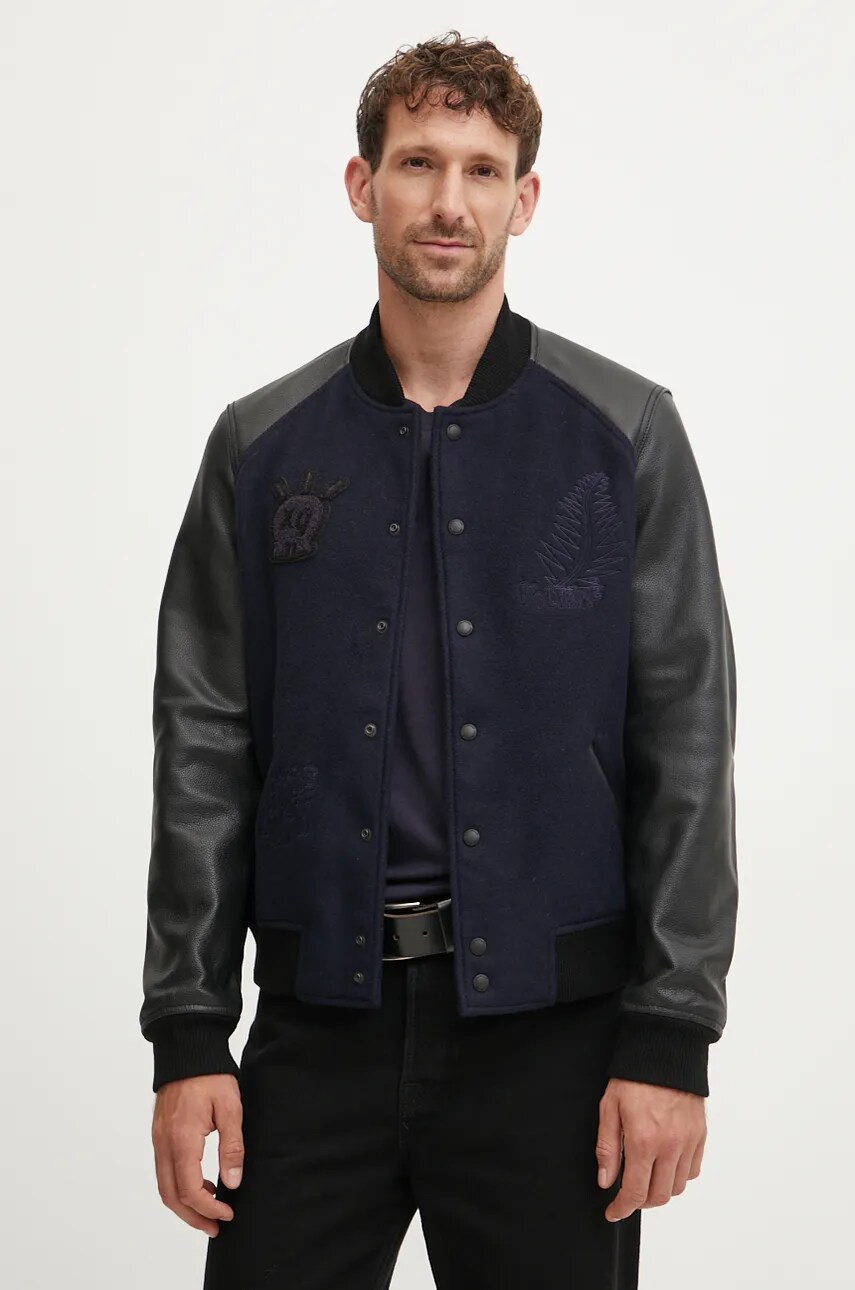ZADIG&VOLTAIRE jacheta bomber din amestec de lana culoarea albastru marin, de tranzitie, RMOW00111