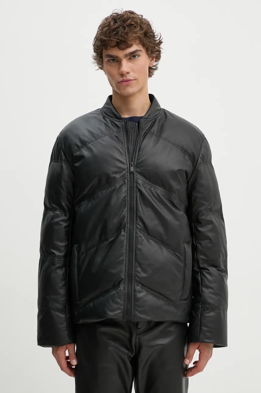 ZADIG&VOLTAIRE geaca de piele barbati, culoarea negru, de iarna, oversize, RMOW00110