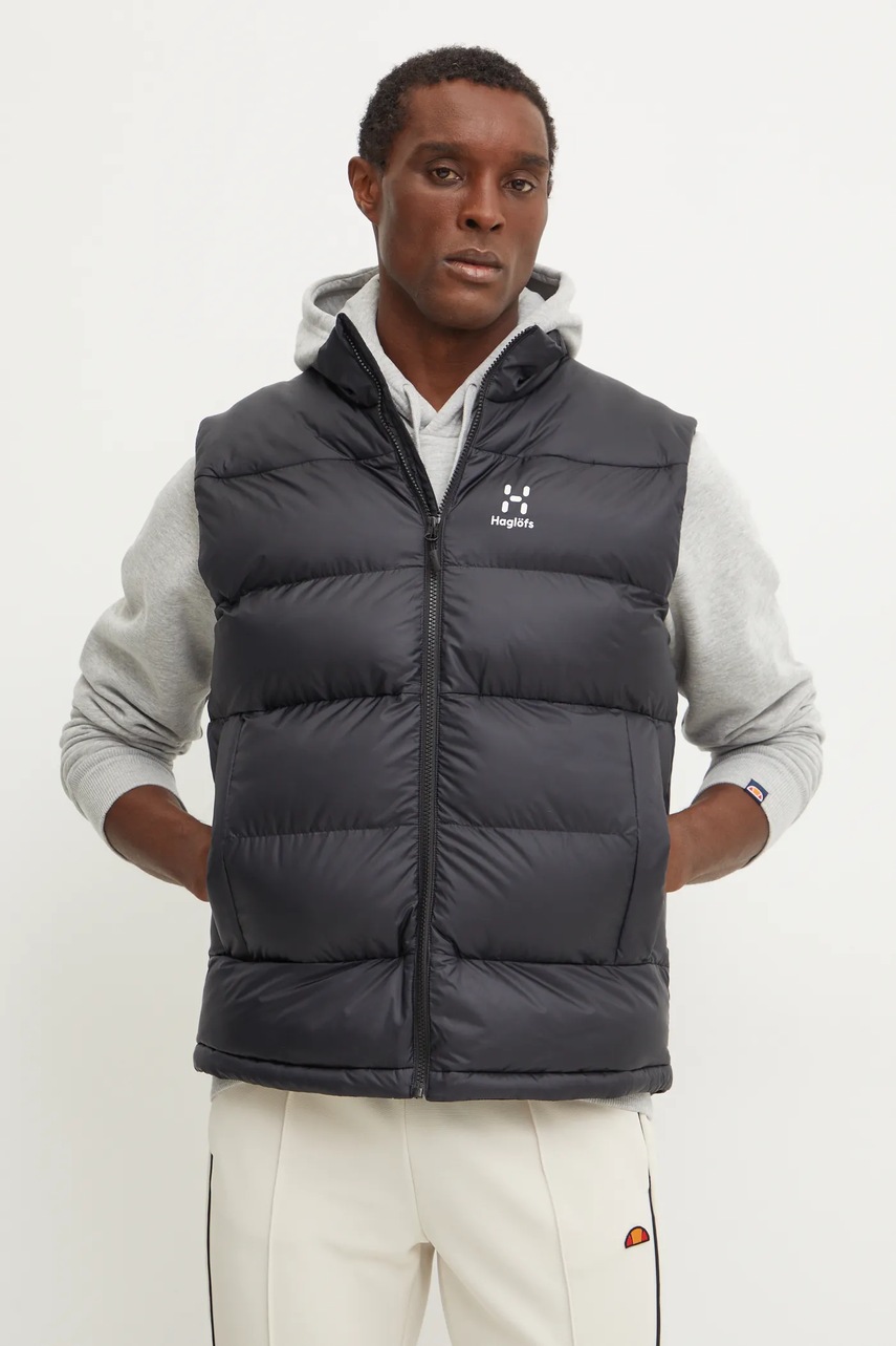 Haglöfs vesta Puffy Mimic barbati, culoarea negru, de iarna, 607702