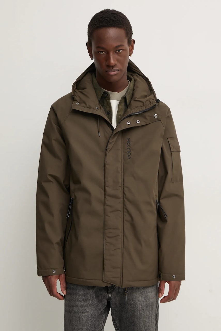 Volcom geaca barbati, culoarea verde, de tranzitie, oversize, A1732407