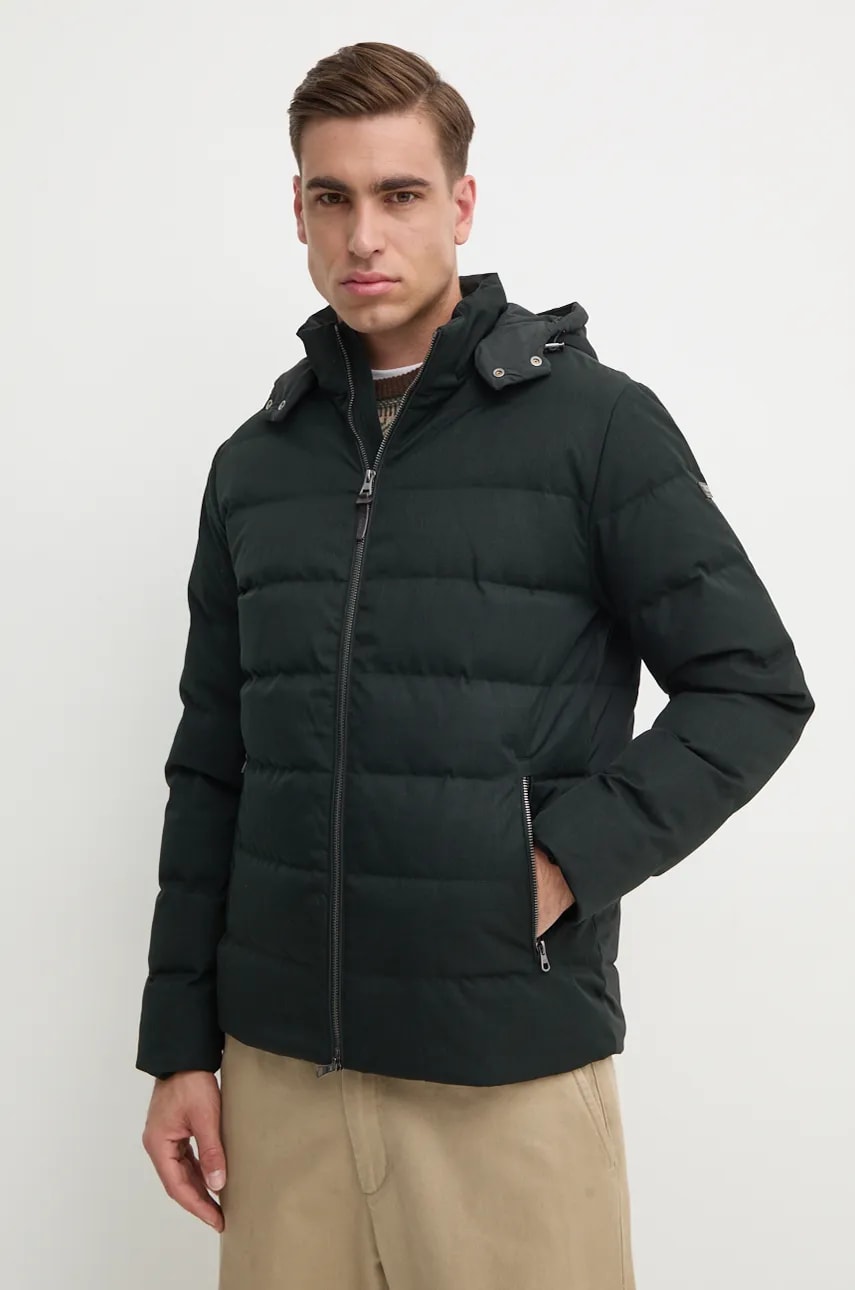 Hackett London geaca de puf barbati, culoarea verde, de iarna, HM403217 Hackett London geaca de puf barbati, culoarea verde, de iarna, HM403217