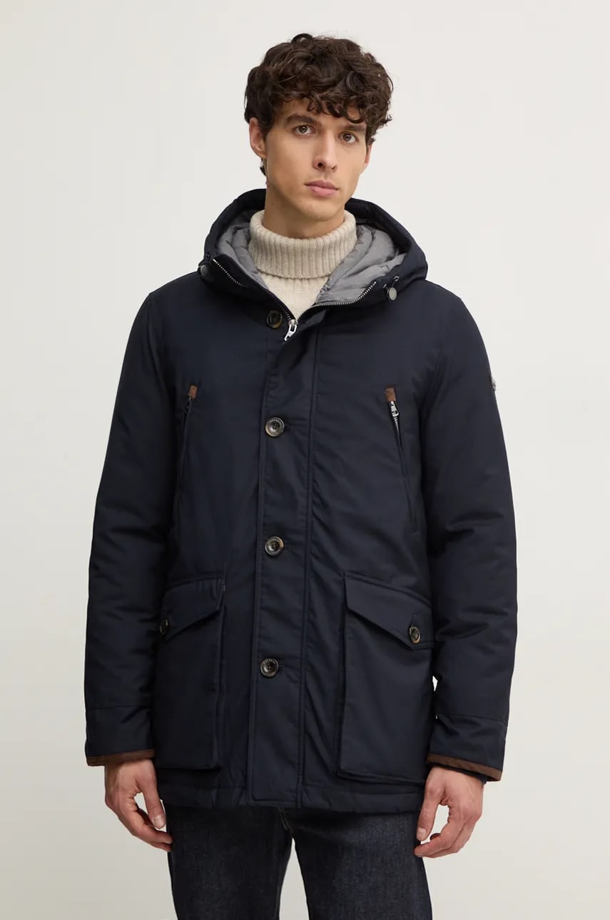 Hackett London hanorac barbati, culoarea albastru marin, de iarna, HM403226 Hackett London hanorac barbati, culoarea albastru marin, de iarna, HM403226