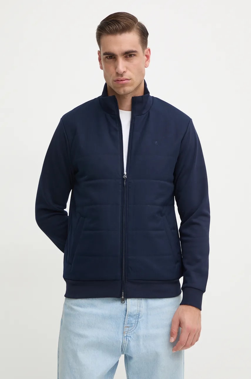 Hackett London bluza barbati, culoarea albastru marin, neted, HM581275 Hackett London bluza barbati, culoarea albastru marin, neted, HM581275