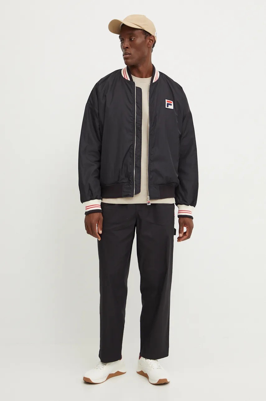 Куртка-бомбер Fila Limoges мужская цвет чёрный переходная oversize FAM0755 Куртка-бомбер Fila Limoges мужская цвет чёрный переходная oversize FAM0755