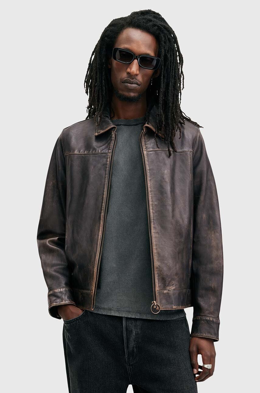 

Кожено яке AllSaints ALKAN в черно преходен модел M018LB, Черен