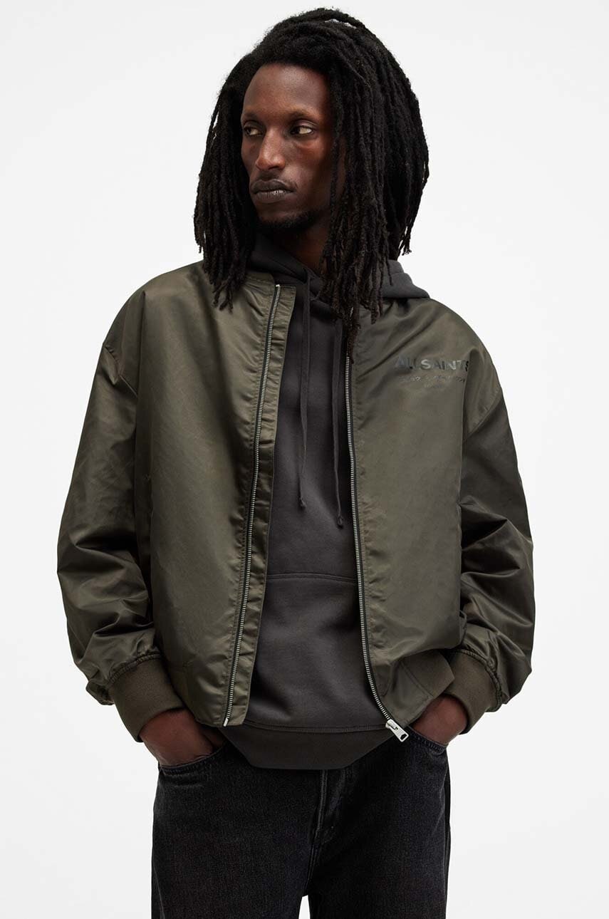 AllSaints geaca bomber UNDERGROUND barbati, culoarea verde, de tranzitie, M024OA AllSaints geaca bomber UNDERGROUND barbati, culoarea verde, de tranzitie, M024OA