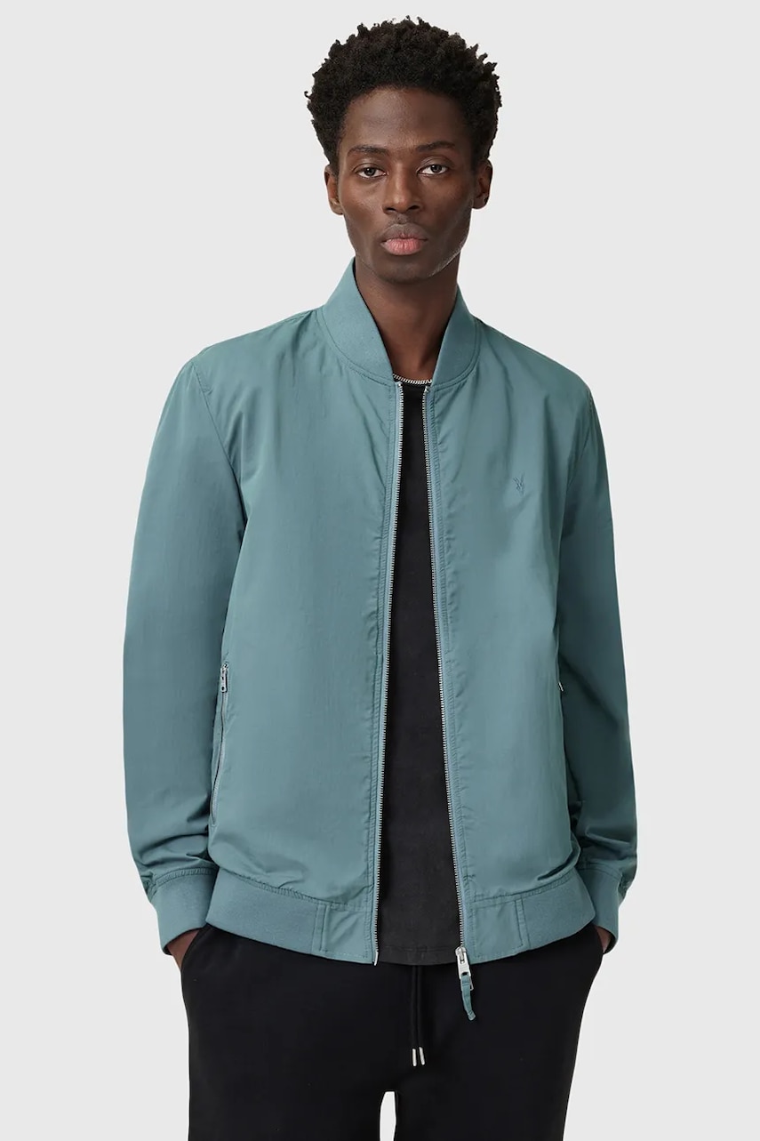 AllSaints geaca bomber BASSETT barbati, culoarea turcoaz, de tranzitie, M077OB AllSaints geaca bomber BASSETT barbati, culoarea turcoaz, de tranzitie, M077OB