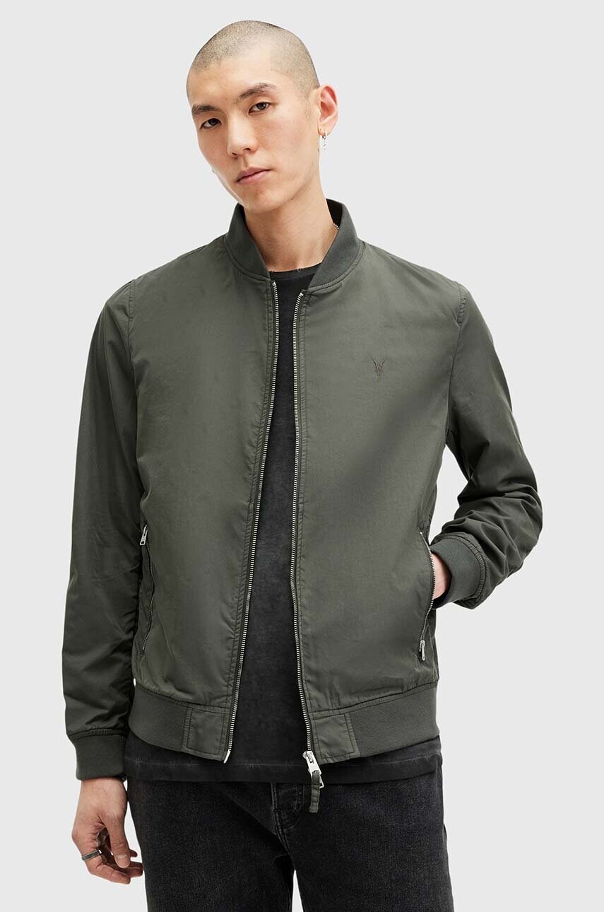 AllSaints geaca bomber BASSETT barbati, culoarea verde, de tranzitie, M077OB AllSaints geaca bomber BASSETT barbati, culoarea verde, de tranzitie, M077OB