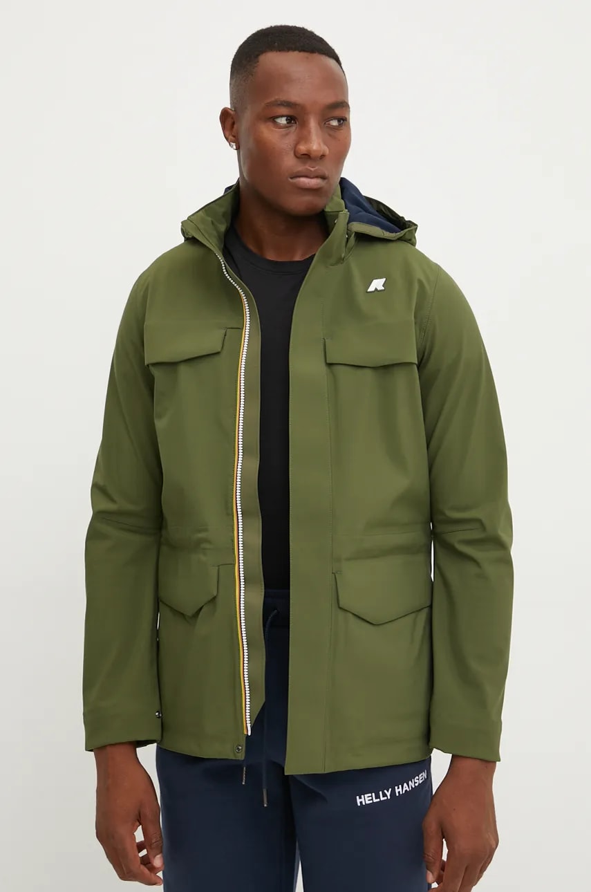 K-Way geaca de ploaie barbati, culoarea verde, de tranzitie, K7126VW