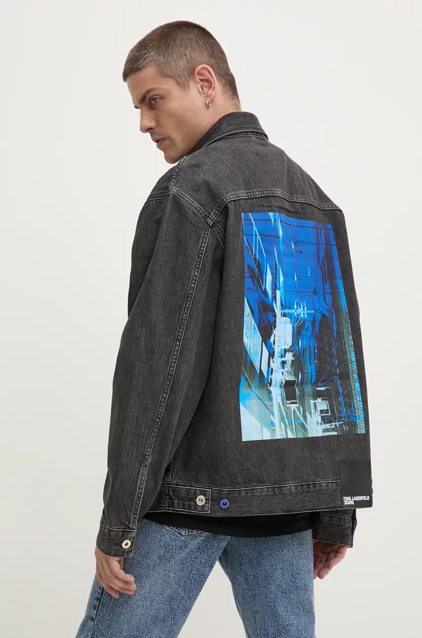 

Дънково яке Karl Lagerfeld Jeans в сиво преходен модел 246D1401, Сив