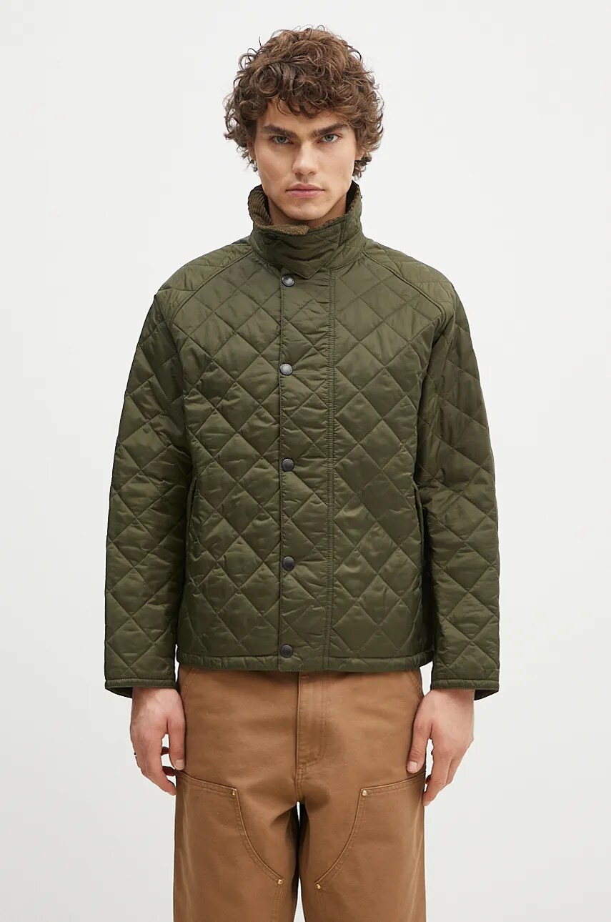 Barbour geaca OS Transport Quilted Jacket barbati, culoarea verde, de tranzitie, oversize, MQU1796