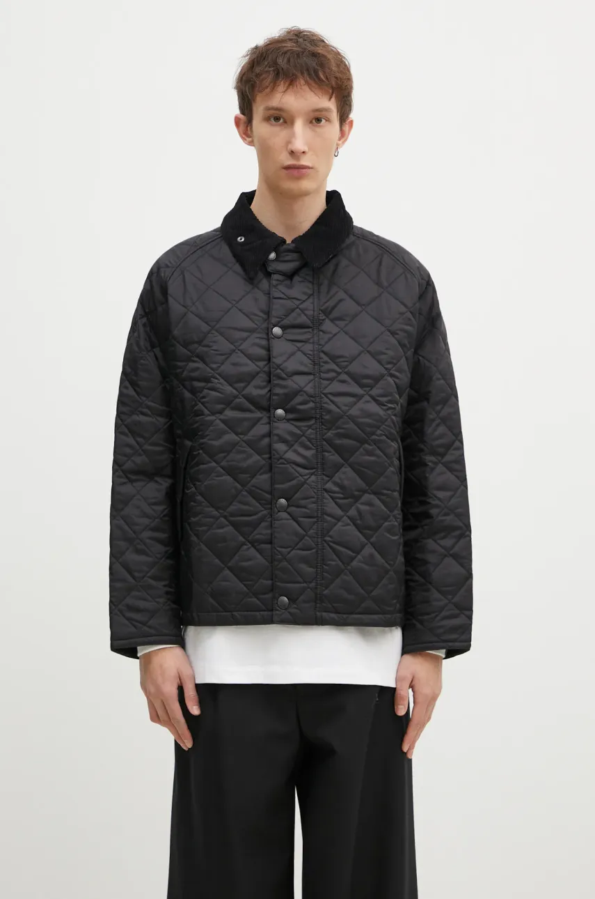 Bunda Barbour OS Transport Quilted Jacket pánská, černá barva, přechodná, oversize, MQU1796