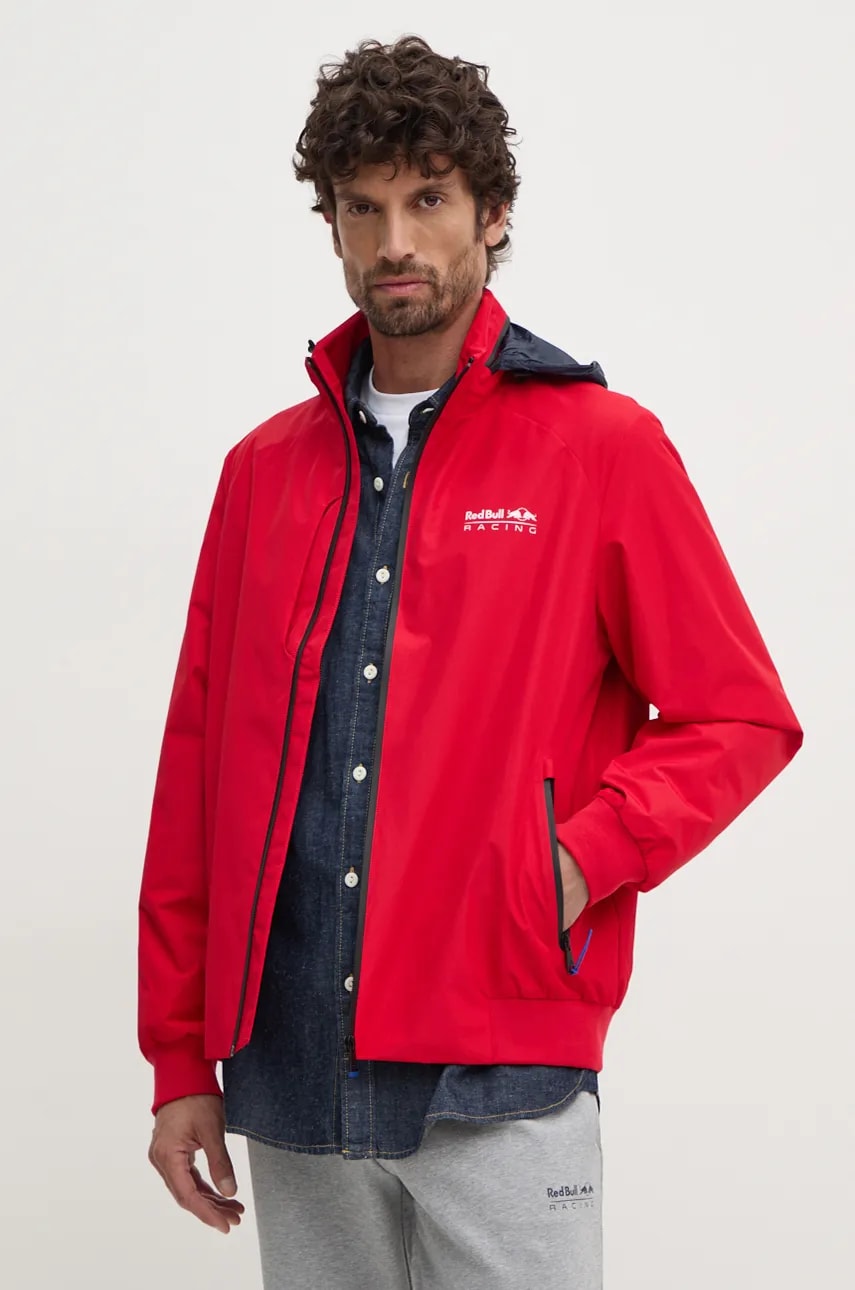 Pepe Jeans geacă Red Bull Racing x Pepe Jeans bărbați, culoarea roșu, de tranziție, RM400006 Pepe Jeans geacă Red Bull Racing x Pepe Jeans bărbați, culoarea roșu, de tranziție, RM400006