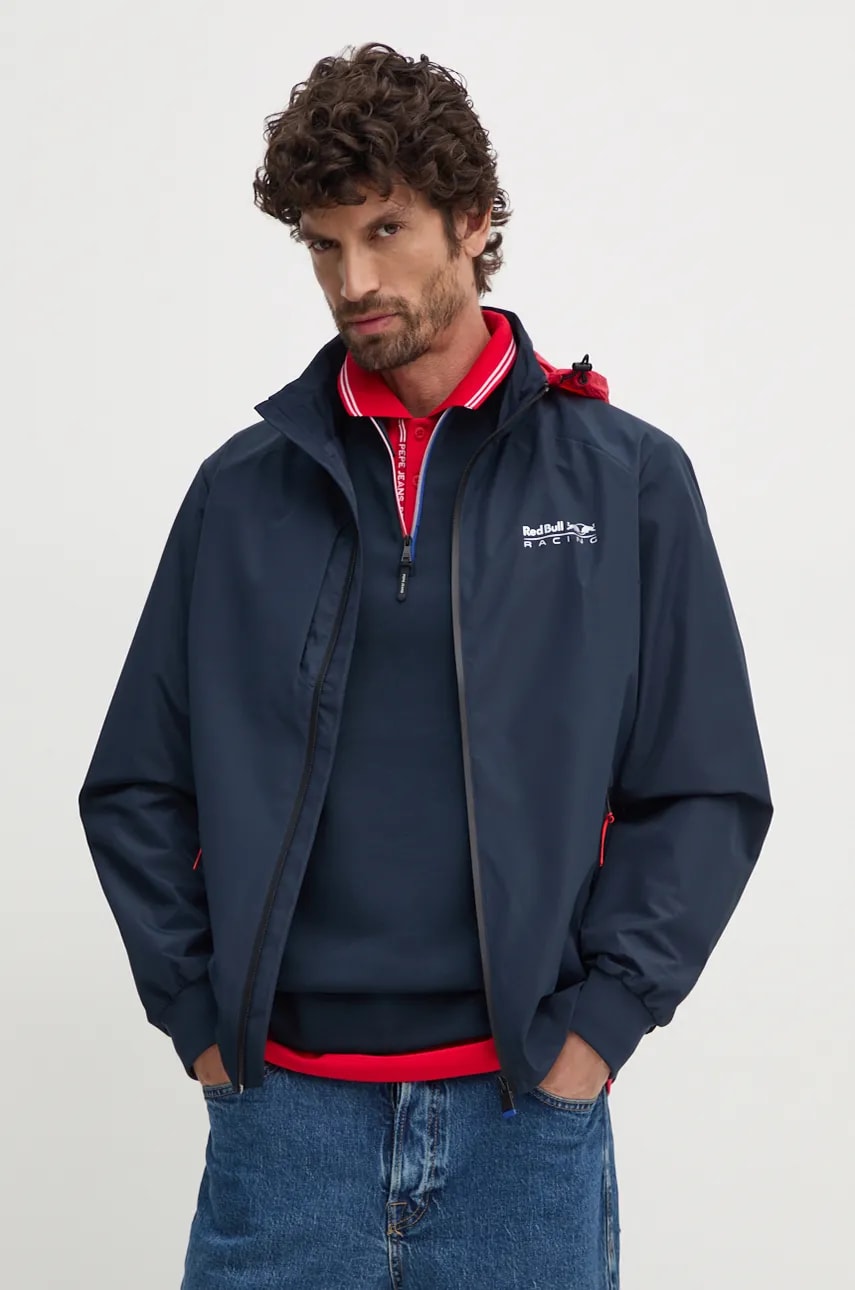 Pepe Jeans geacă Red Bull Racing x Pepe Jeans bărbați, culoarea bleumarin, de tranziție, RM400006 Pepe Jeans geacă Red Bull Racing x Pepe Jeans bărbați, culoarea bleumarin, de tranziție, RM400006