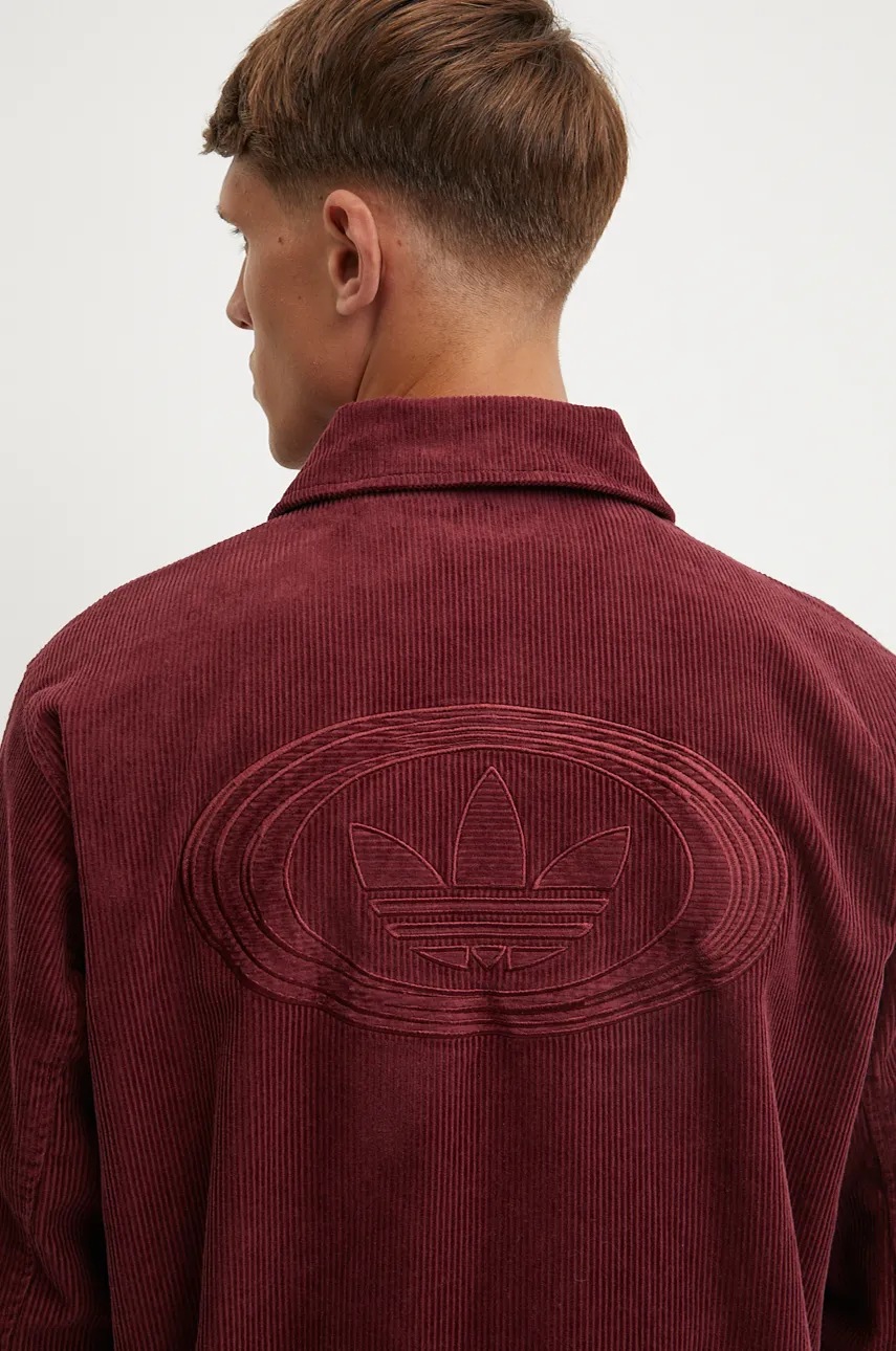 Вельветова куртка adidas Originals колір бордовий перехідна JN1265 