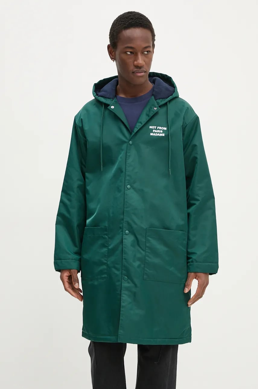 Drôle de Monsieur geaca La Parka Slogan barbati, culoarea verde, de tranzitie, E-CT137-PA014-DGN Drôle de Monsieur geaca La Parka Slogan barbati, culoarea verde, de tranzitie, E-CT137-PA014-DGN