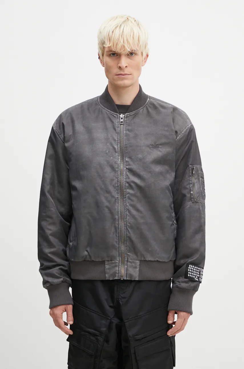 KSUBI geacă bomber Royalty Bomber barbati, culoarea gri, de tranzitie, oversize, MFA24JK012
