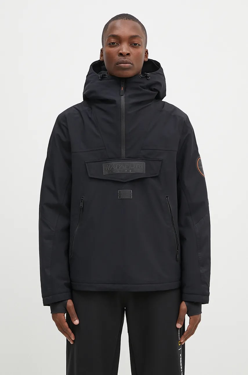 Napapijri geacă Rainforest Tech barbati, culoarea albastru marin, de tranzitie, oversize, NP0A4I9C0411 Napapijri geacă Rainforest Tech barbati, culoarea albastru marin, de tranzitie, oversize, NP0A4I9C0411