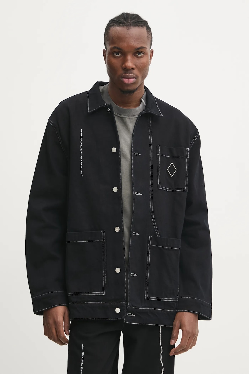 A-COLD-WALL* geacă din denim bărbați, culoarea negru, de tranziție, oversize, ACWMH058 A-COLD-WALL* geacă din denim bărbați, culoarea negru, de tranziție, oversize, ACWMH058