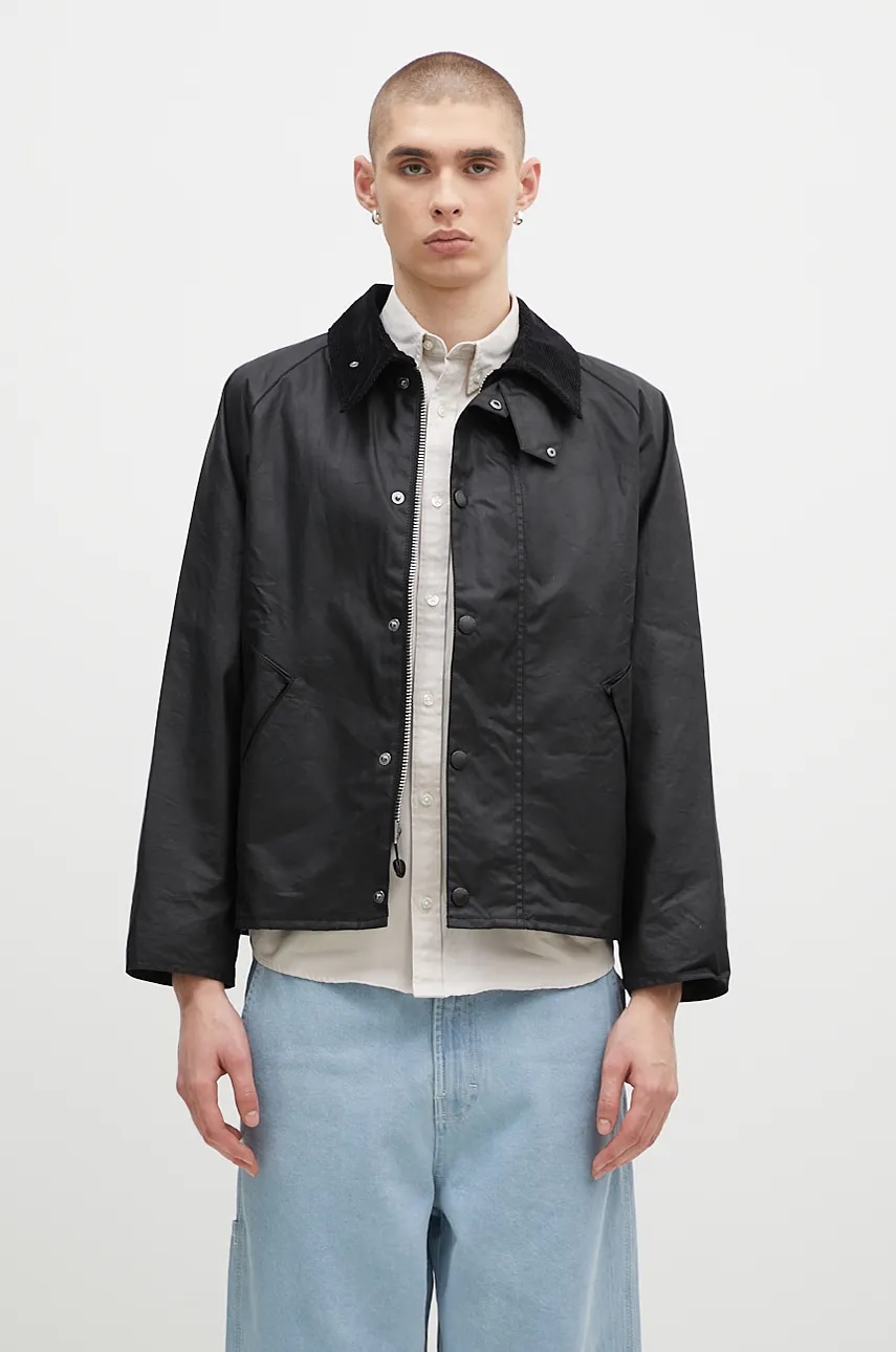 Levně Bunda Barbour OS Transport Wax Jacket pánská, černá barva, přechodná, oversize, MWX1678