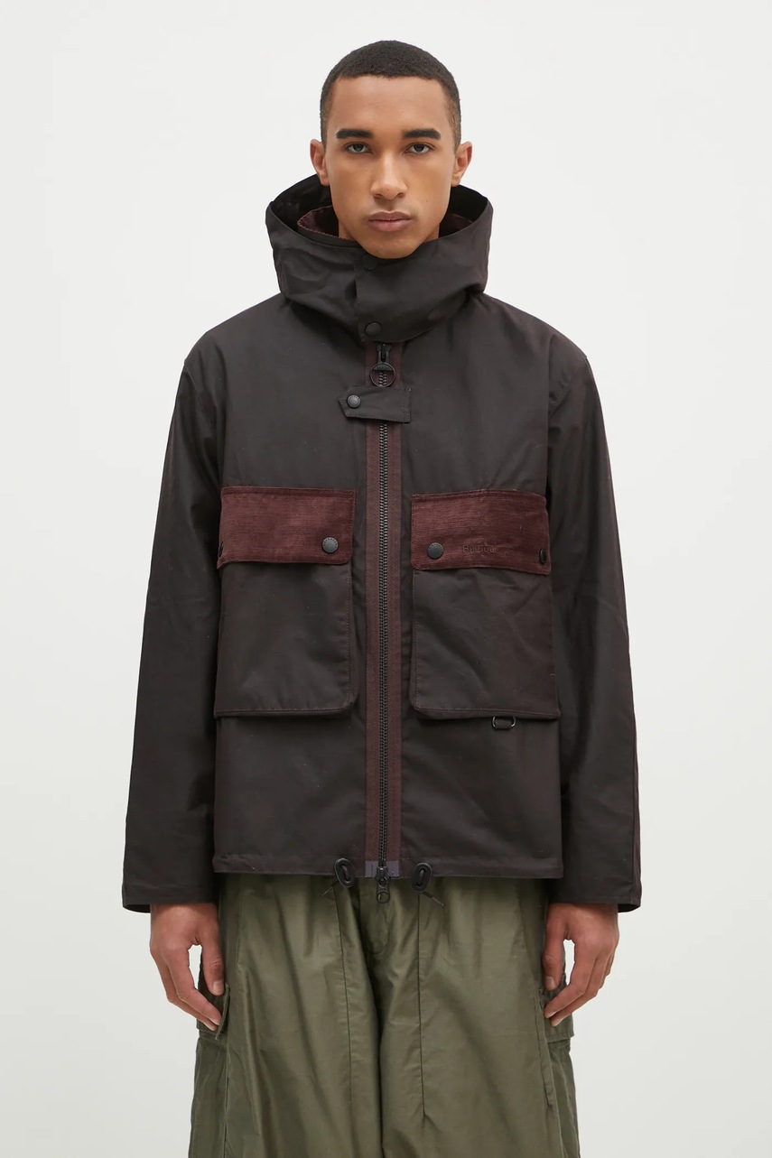 Barbour jacheta de bumbac Re-Engineered Spey Wax Jacket culoarea maro, de tranzitie, MWX2341