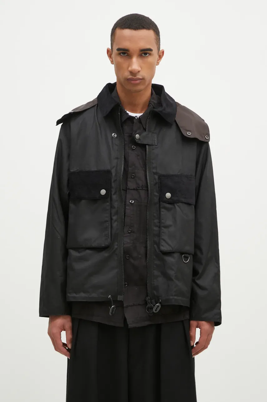 Barbour jacheta de bumbac Re-Engineered Spey Wax Jacket culoarea negru, de tranzitie, MWX2341