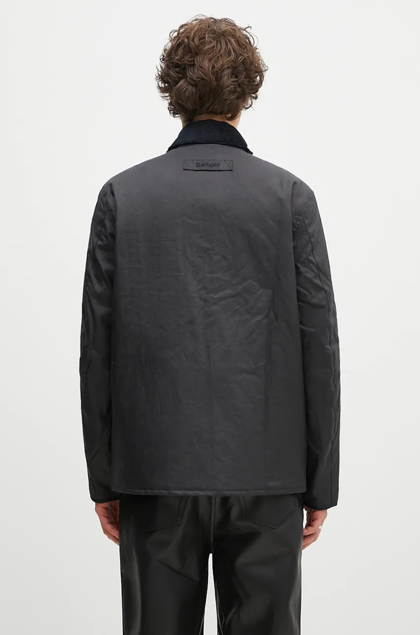 Barbour rövid kabát Angler Wax Jacket férfi, fekete, átmeneti, MWX2348 termék 2. képe