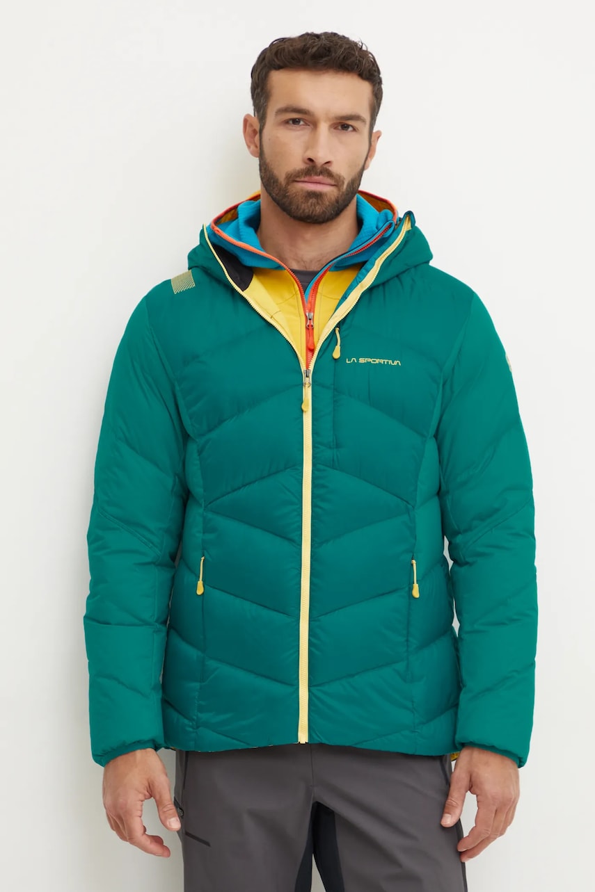 LA Sportiva geaca sport din puf Bivouac Down culoarea verde, de tranzitie, L83733735 LA Sportiva geaca sport din puf Bivouac Down culoarea verde, de tranzitie, L83733735