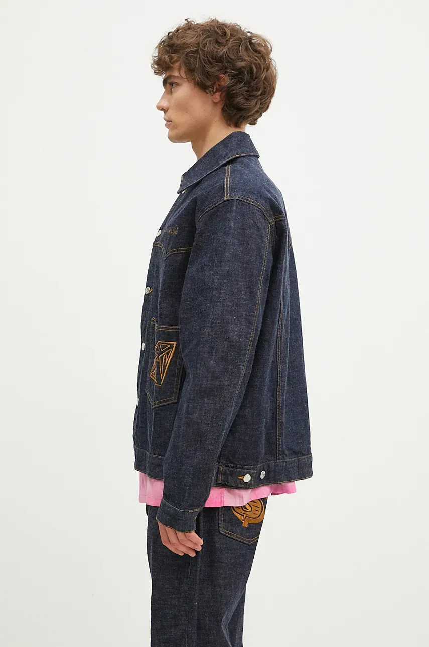 Джинсовая куртка Billionaire Boys Club Diamonds & Dollars Selvedge Denim мужская цвет синий переходная oversize B24303 Джинсовая куртка Billionaire Boys Club Diamonds & Dollars Selvedge Denim мужская цвет синий переходная oversize B24303