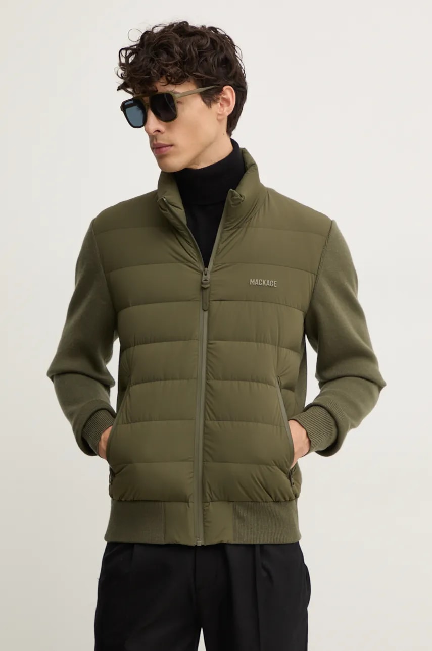 MACKAGE geaca din amestec de lana culoarea verde, de tranzitie, HANEY-CITY MACKAGE geaca din amestec de lana culoarea verde, de tranzitie, HANEY-CITY