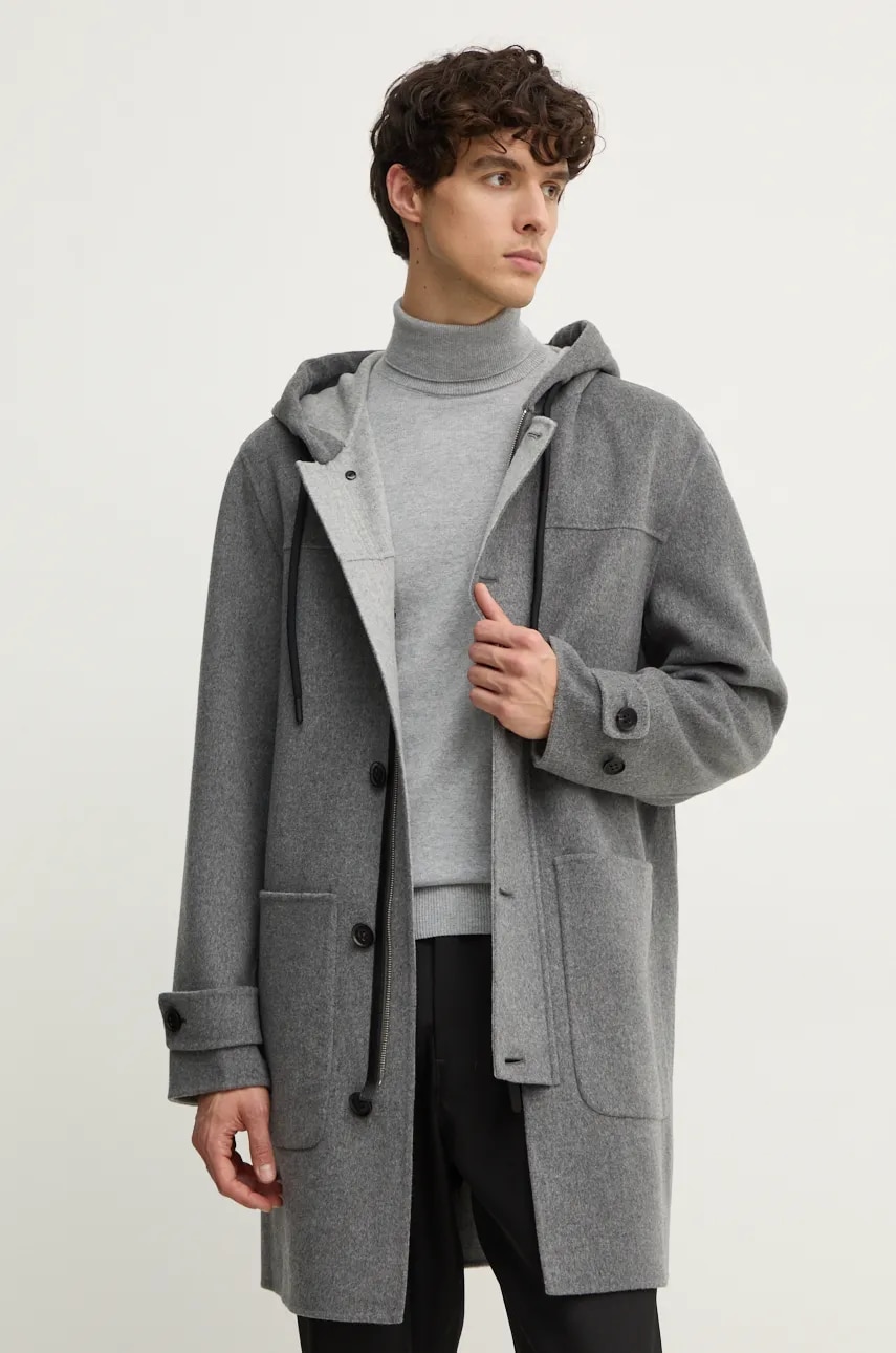 MACKAGE palton de lana culoarea gri, de tranzitie, JOSHUA MACKAGE palton de lana culoarea gri, de tranzitie, JOSHUA