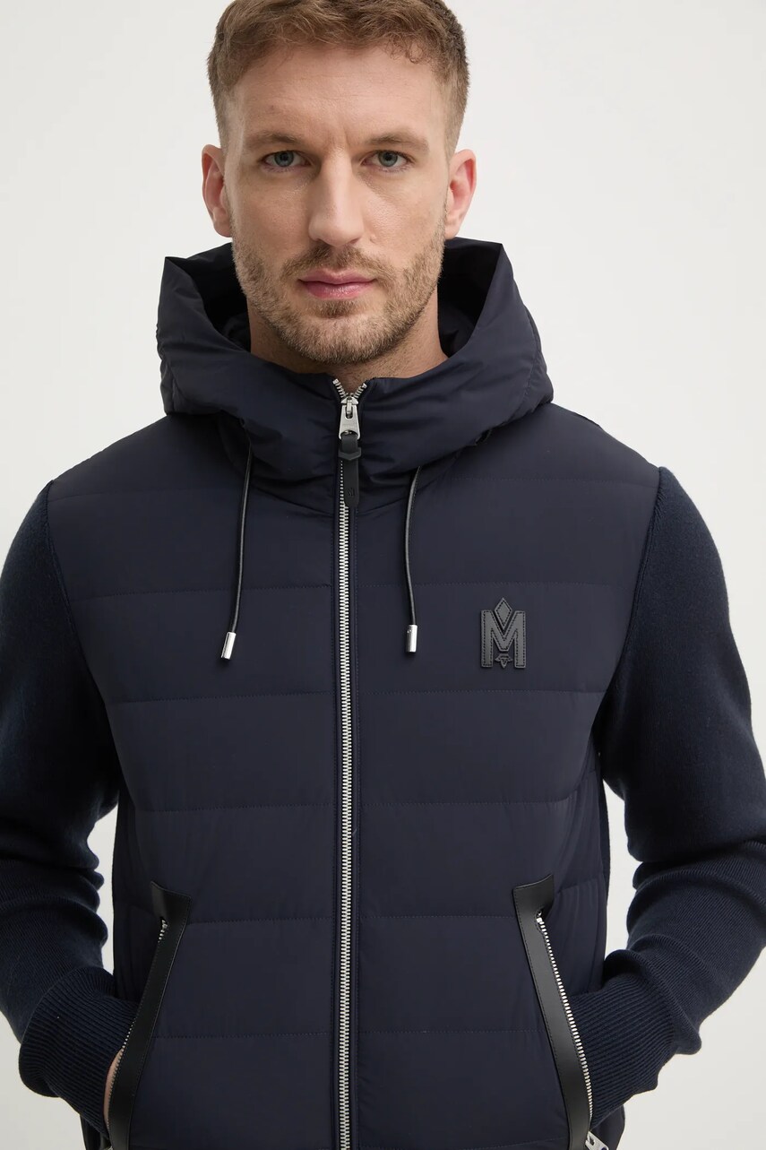 MACKAGE jacheta de puf din amestec de lana culoarea albastru marin, de tranzitie, ANDREW