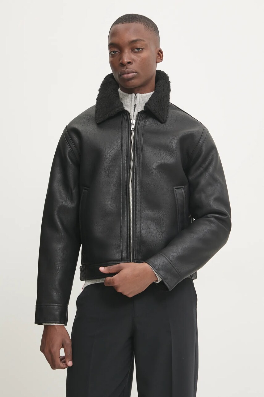 Abercrombie & Fitch geacă bărbați, culoarea negru, de tranziție, KI132-4123