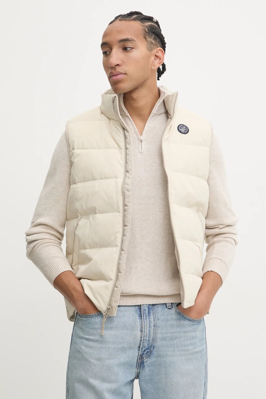 Abercrombie & Fitch vesta de puf barbati, culoarea bej, de tranzitie, KI132-4152