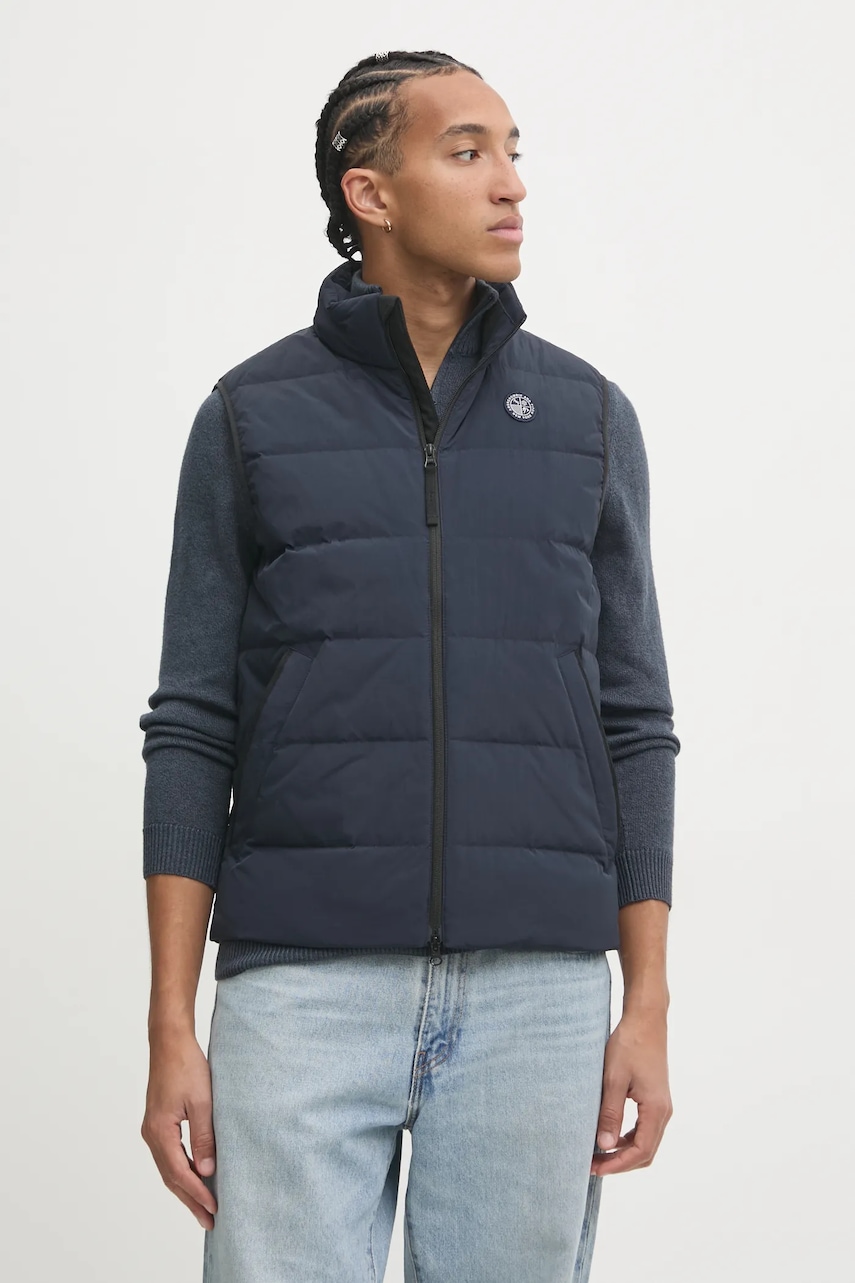 Abercrombie & Fitch vesta de puf barbati, culoarea albastru marin, de tranzitie, KI132-4152