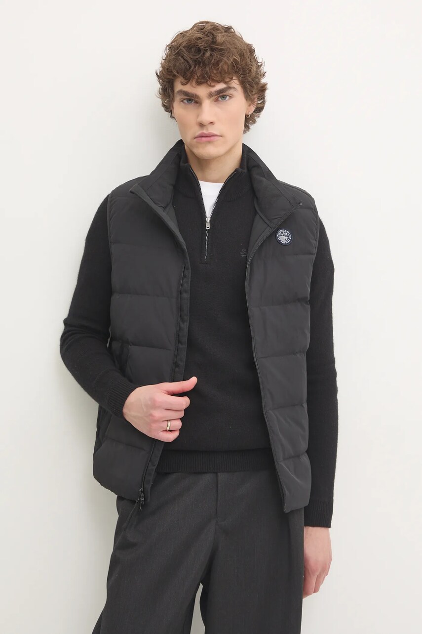 Abercrombie & Fitch vesta de puf barbati, culoarea negru, de tranzitie, KI132-4152