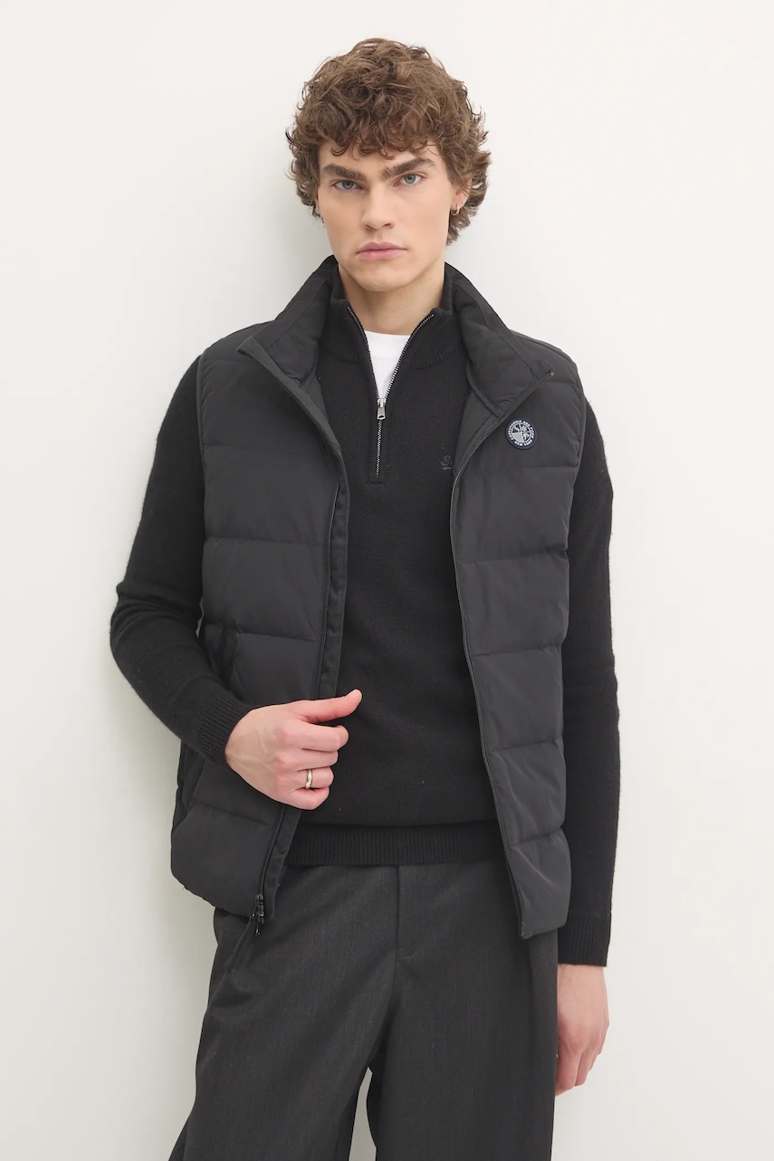Abercrombie & Fitch vesta de puf barbati, culoarea negru, de tranzitie, KI132-4152