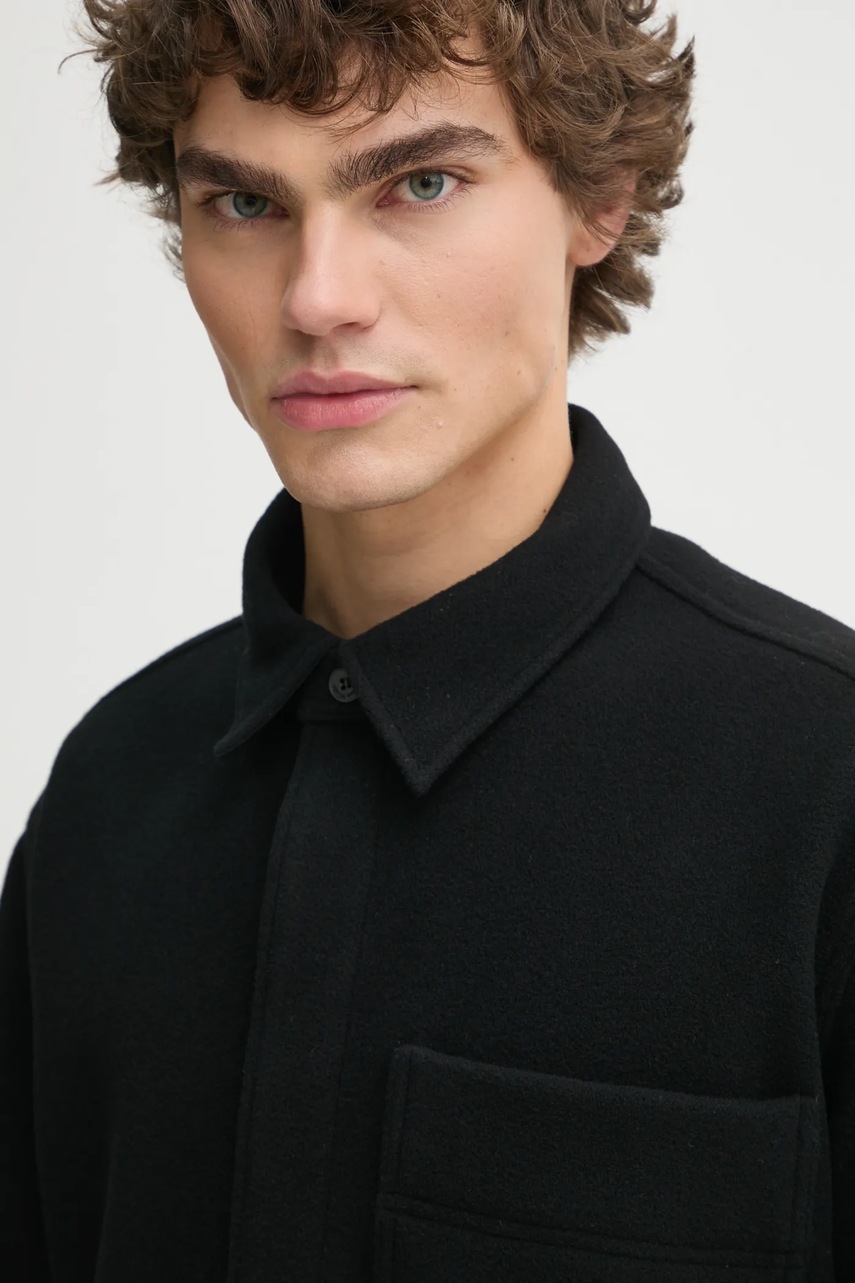 Μάλλινο μπουφάν Études Studio χρώμα: μαύρο, H24MMOUT371 φωτογραφία