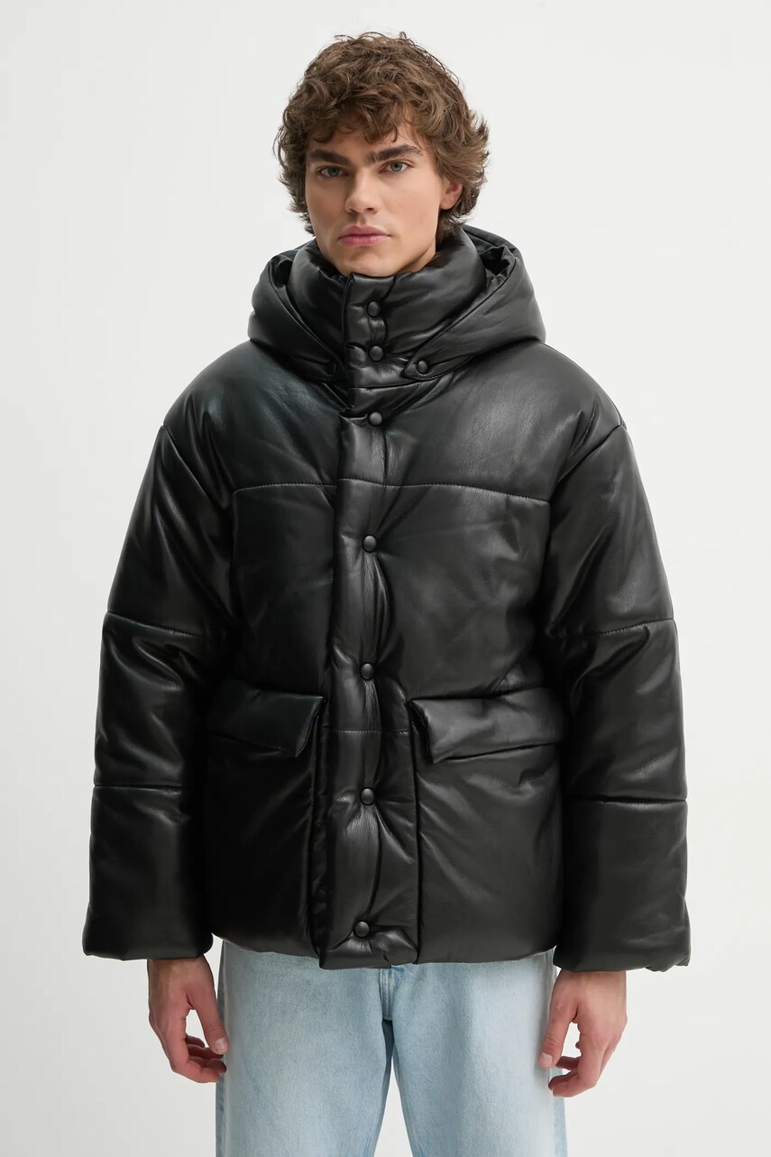Levně Bunda Nanushka HIDE MENS pánská, černá barva, zimní, oversize, NM22CROW00299