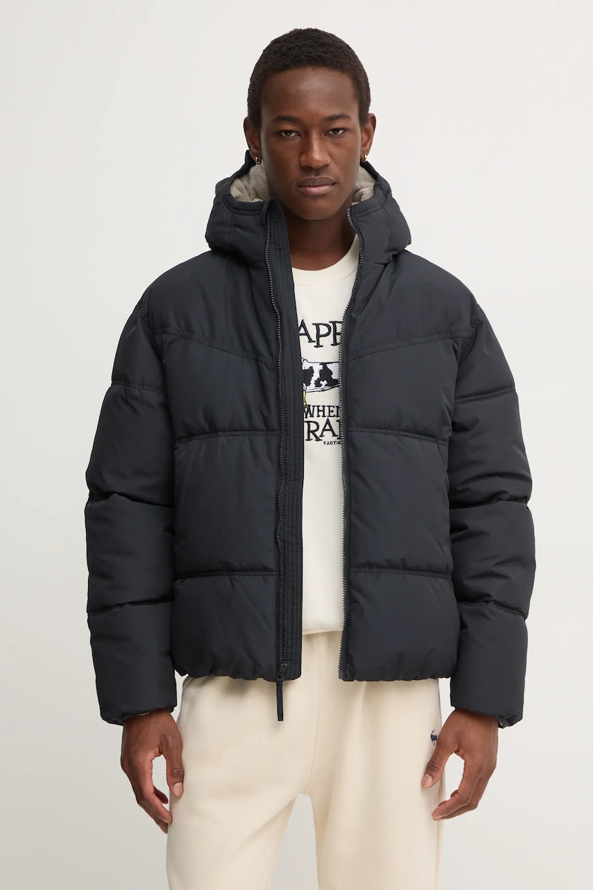 Hollister Co. geaca barbati, culoarea negru, de iarna, oversize, KI332-4123